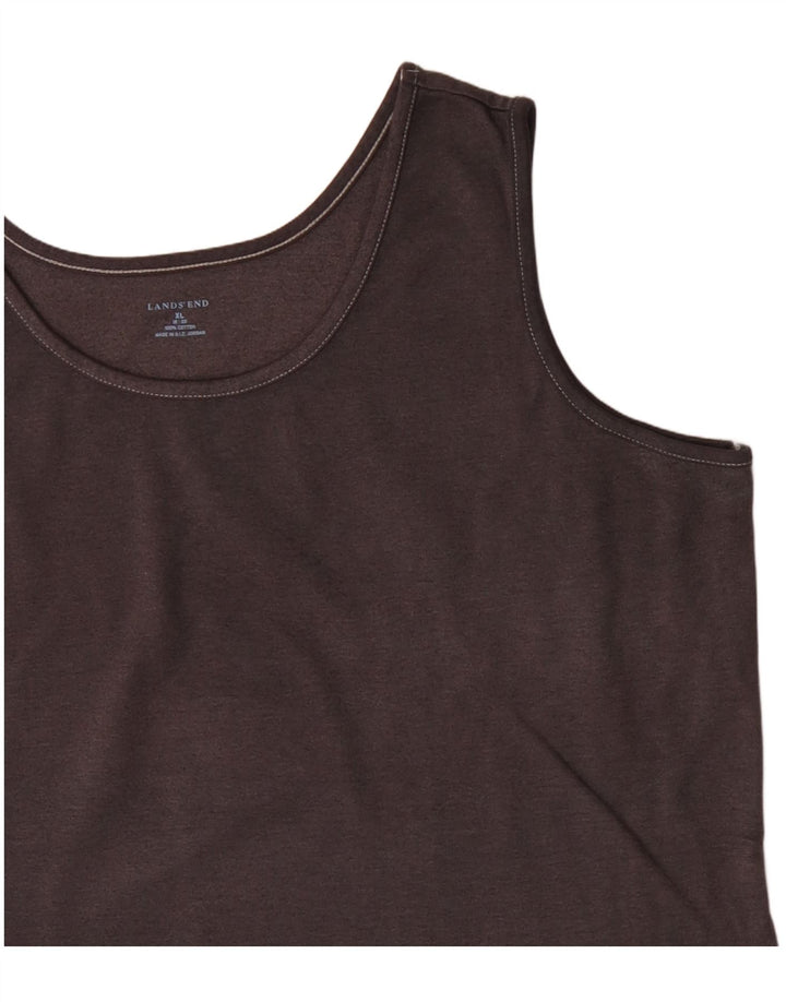 LANDS END Dame Crop Vest Top UK 18 XL Grå Bomuld