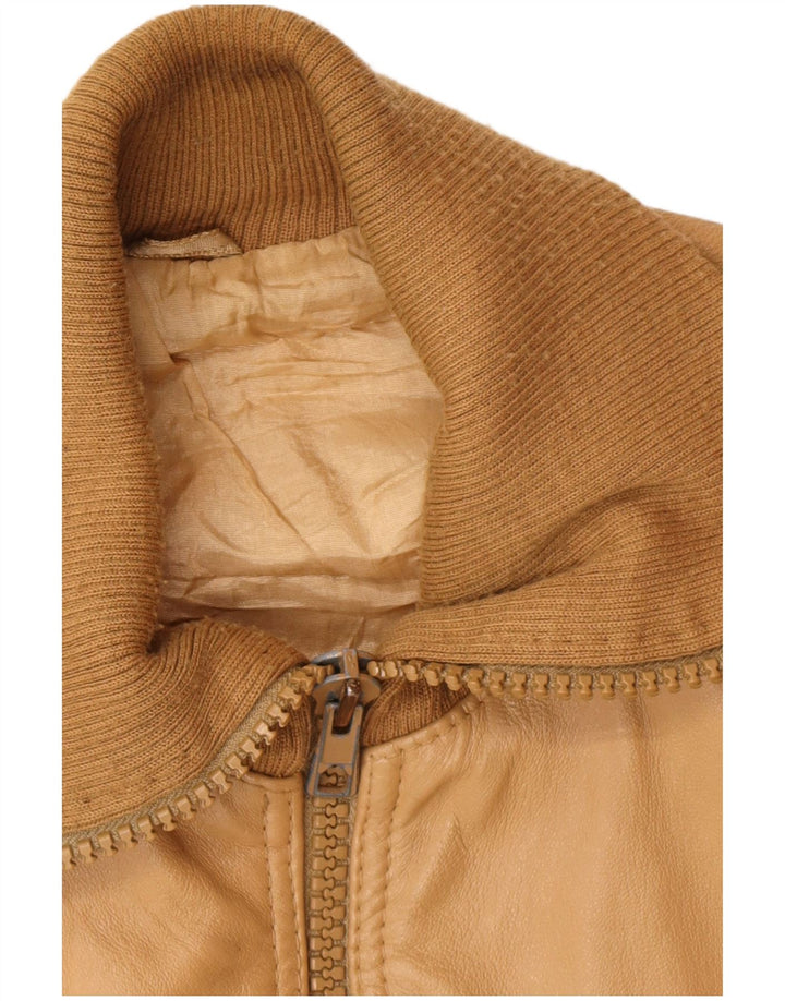 Vintage Herre Military Bomber Læderjakke UK 38 Medium Beige
