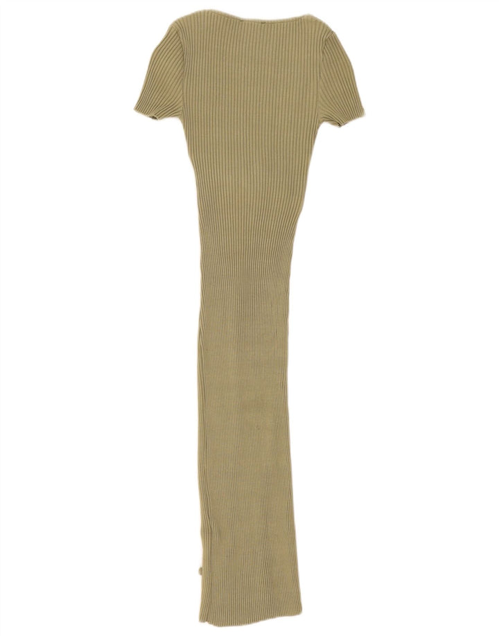 Zara Dame Maxi Dress UK 8 Small Khaki Cotton