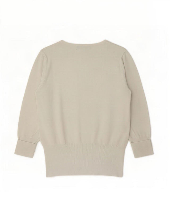 Zara Dame Cardigan Sweater UK 12 Medium White Viscose