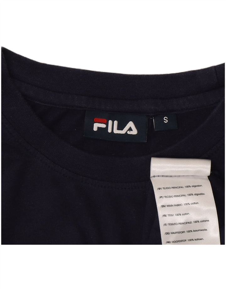 Fila Herre T-Shirt Top Lille Marineblå Colourblock Bomuld