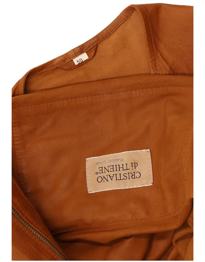 CRISTIANO DI THIENE Herre Læder Utility Gilet IT 50 Stor Brun