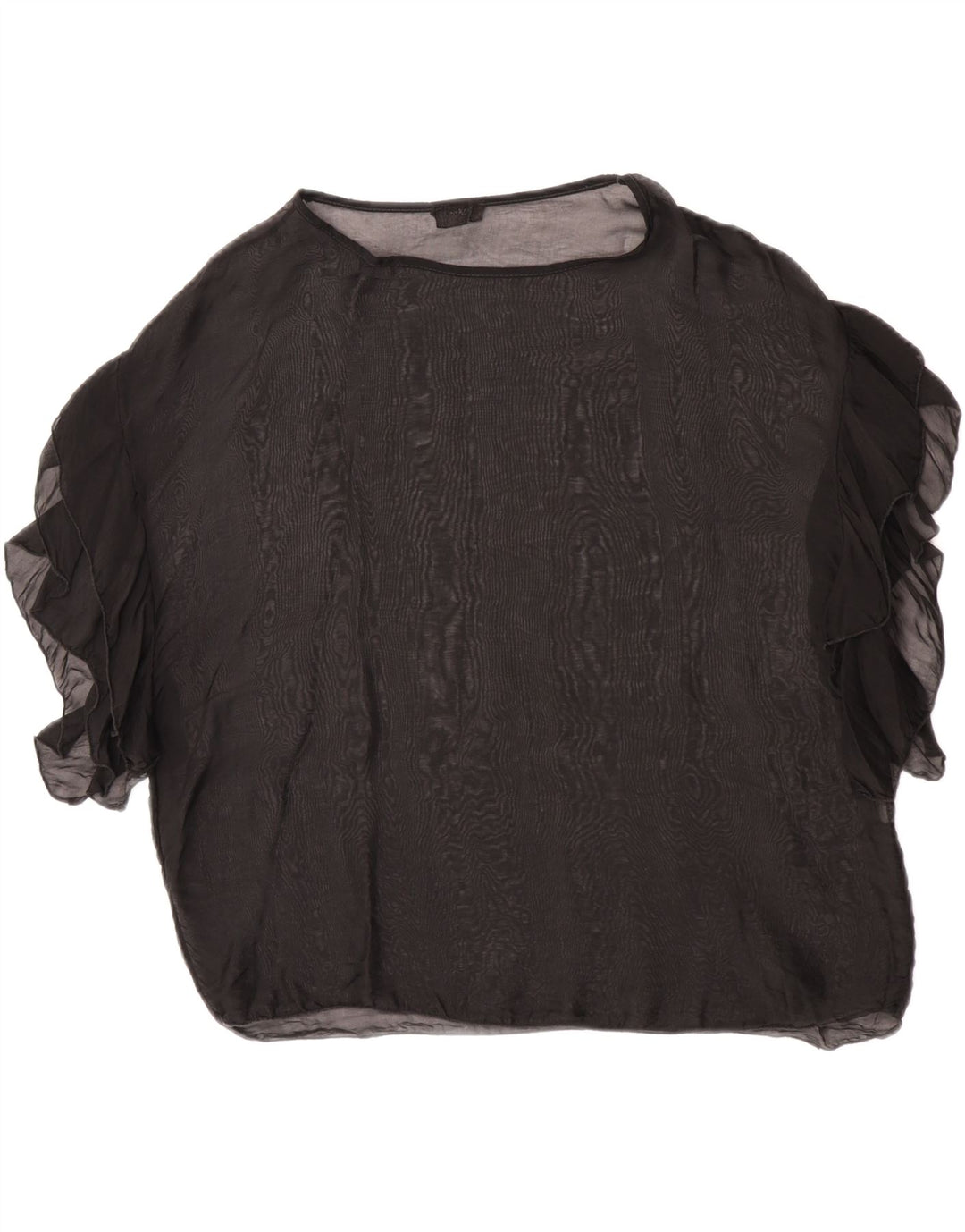 King Kong Dame See Through Oversized Bluse Top UK 10 Small Black Silk