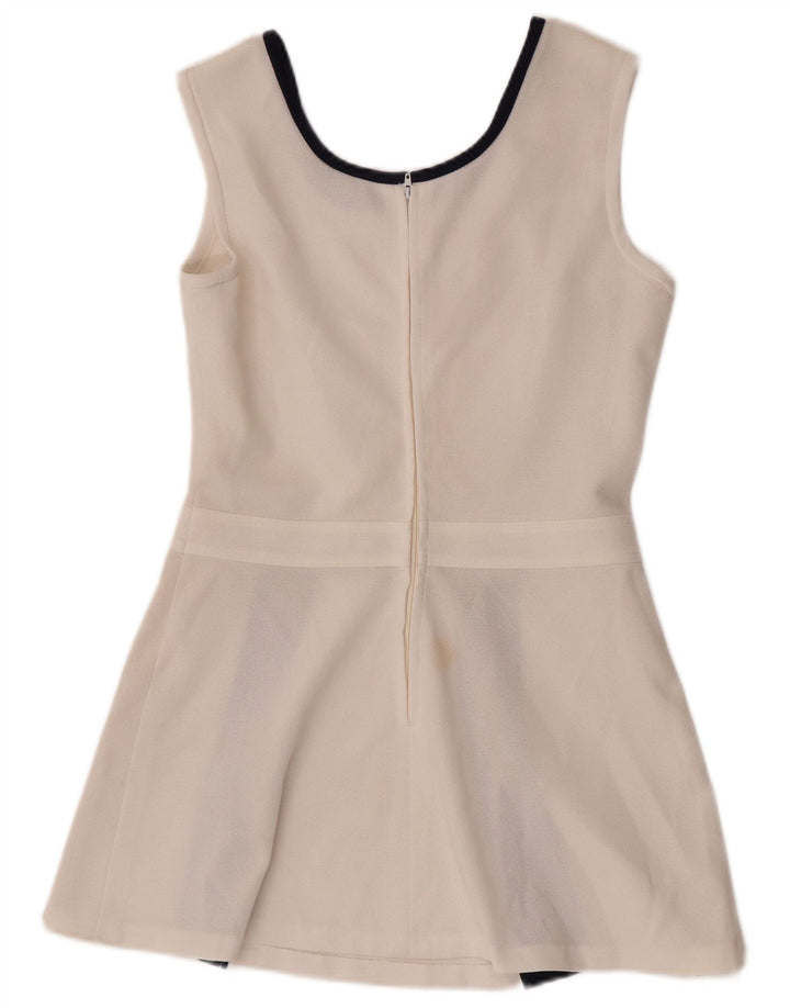 Vintage ærmeløs bluse til kvinder IT 46 Stor hvid farveblok