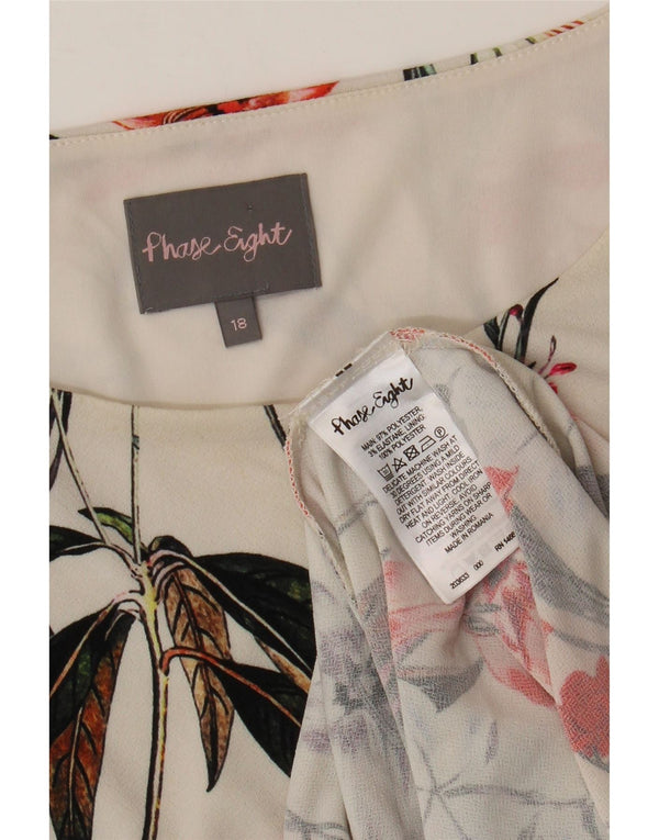 Phase Eight Kvinders Ærmeløs Skede Kjole UK 18 XL Off White Floral