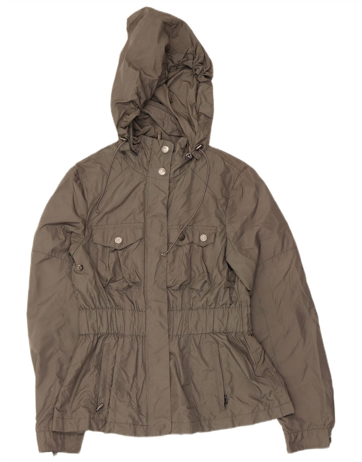 Zara Dame Hooded Utility Jacket UK 12 Medium Khaki Polyester