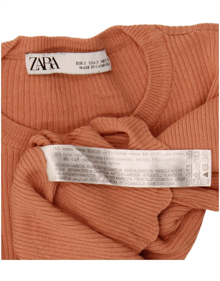 Zara Dame Jumper Sweater UK 8 Small Orange Viscose