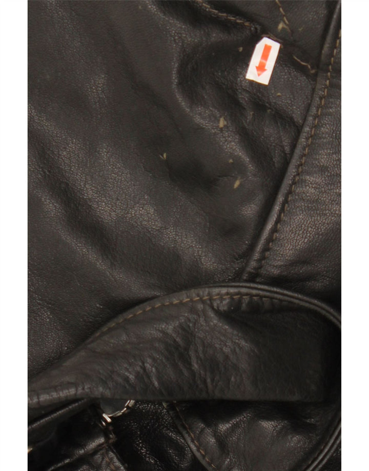 VINTAGE Herre Læderjakke UK 40 Stor Sort Læder