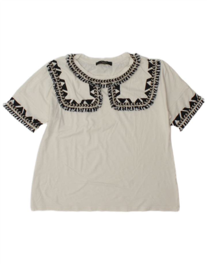 Max Mara Dame T-Shirt Top UK 12 Medium White
