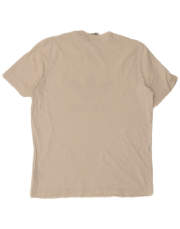 ADIDAS grafisk t-shirt til mænd, medium hvid bomuld