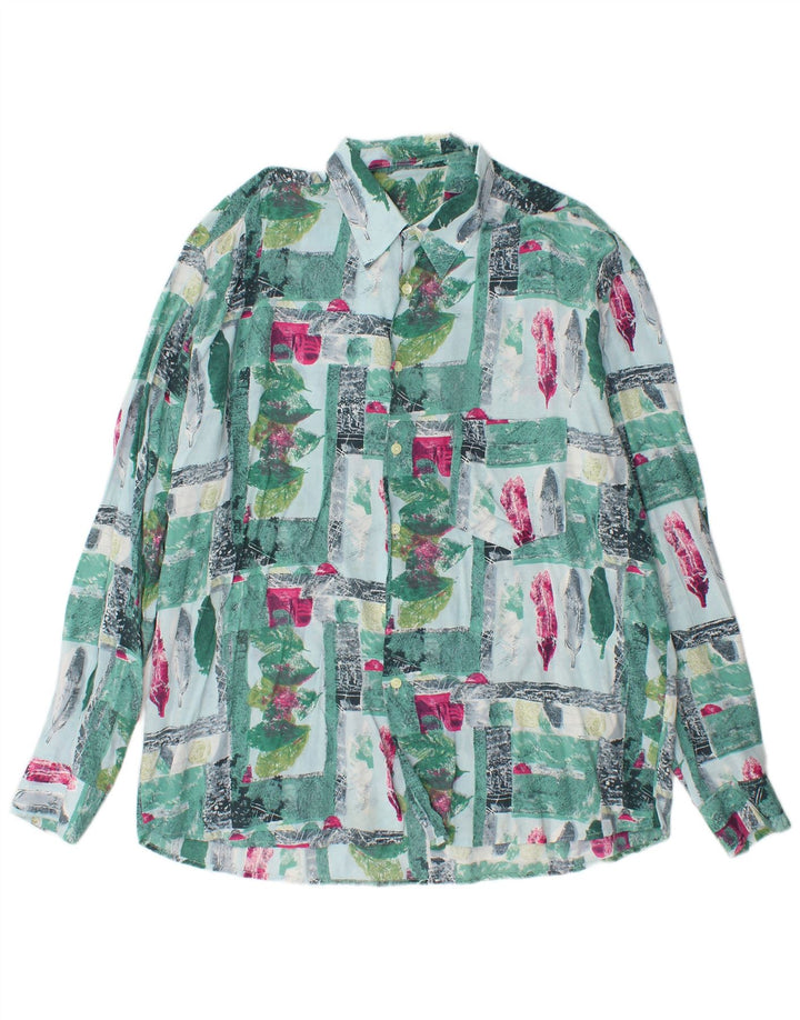VINTAGE Mens Shirt XL Green Patchwork
