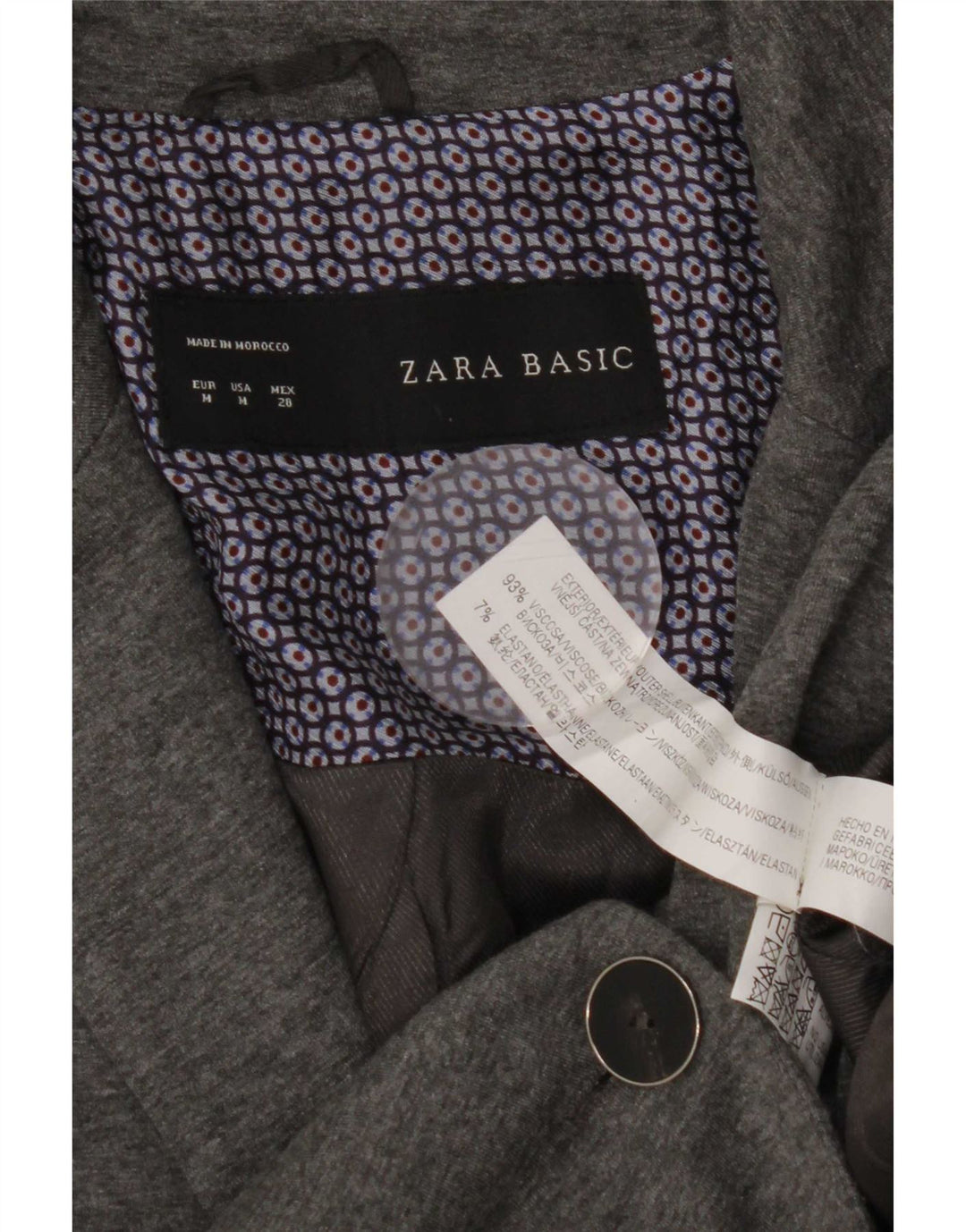 Zara Dame 1 Knap Blazer Jacket UK 12 Medium Grey Viscose
