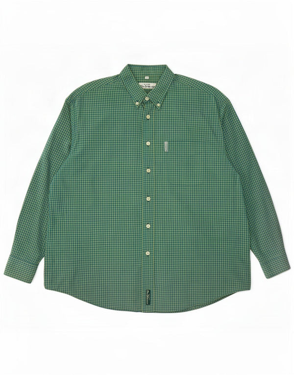 Ben Sherman Herreskjorte 4XL Grøn Gingham