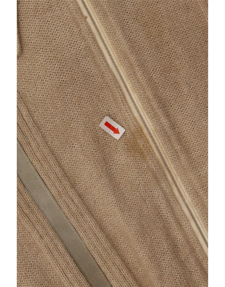 Vintage Dame Crop Cardigan Sweater UK 12 Medium Beige Alpaca Uld