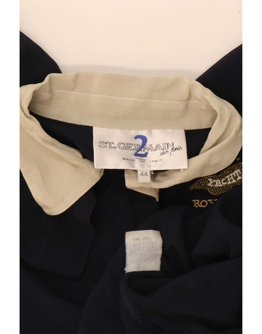 St. Germain Dame Des Pres Polo Shirt IT 44 Medium Navy Blue Colourblock