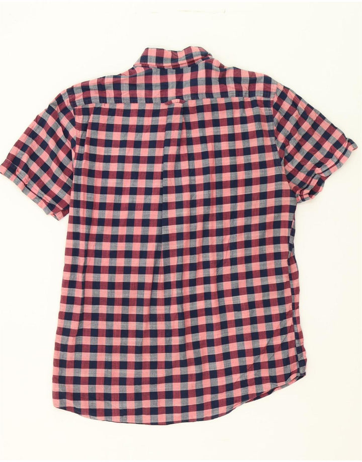 IZOD Mens Salt Water Short Sleeve Shirt Medium Burgundy Gingham Cotton Vintage Izod and Second-Hand Izod from Messina Hembry 
