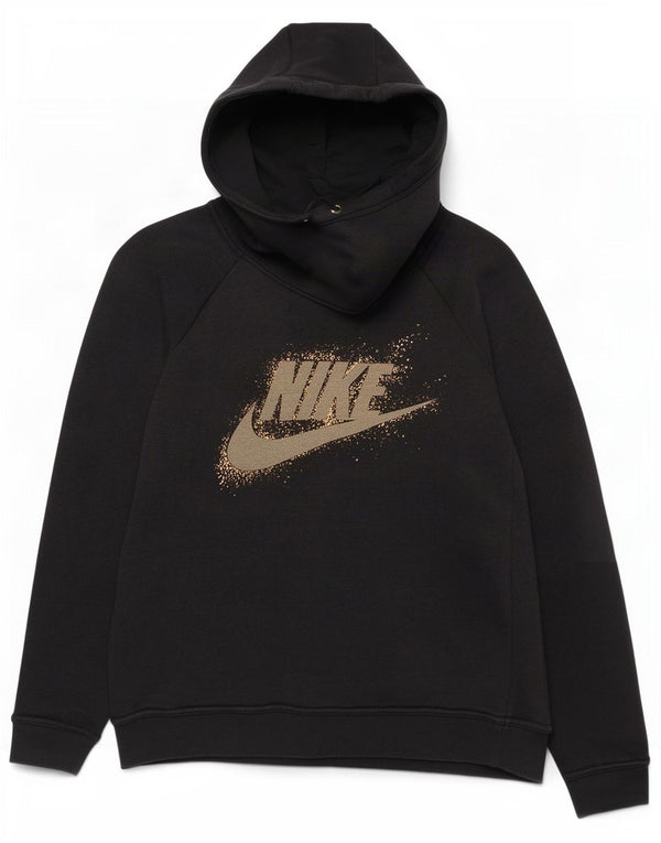 Nike Graphic Hoodie Jumper UK 14 Medium Sort Bomuld