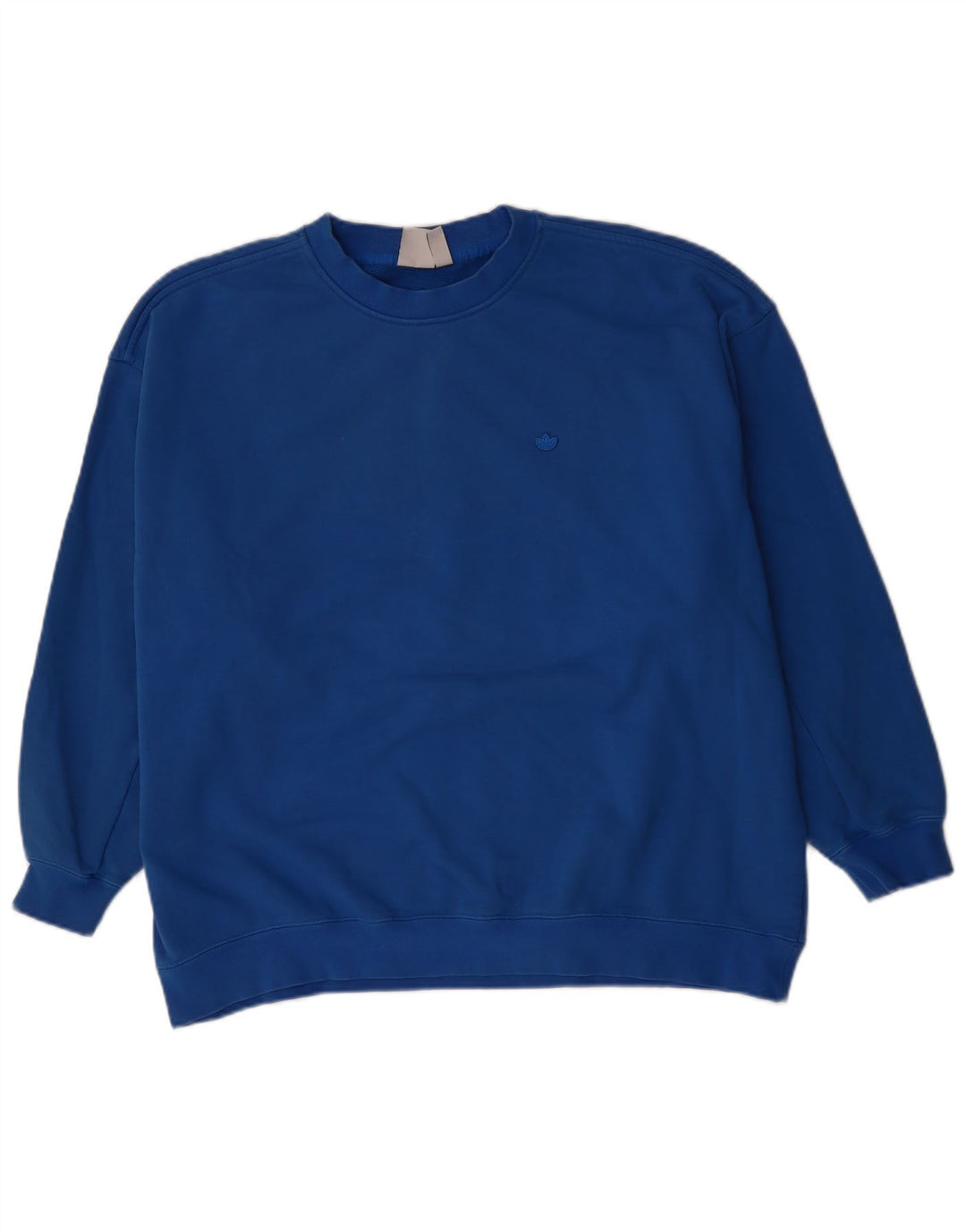 ADIDAS Dame Oversized Sweatshirt Jumper UK 14 Stor Blå Bomuld