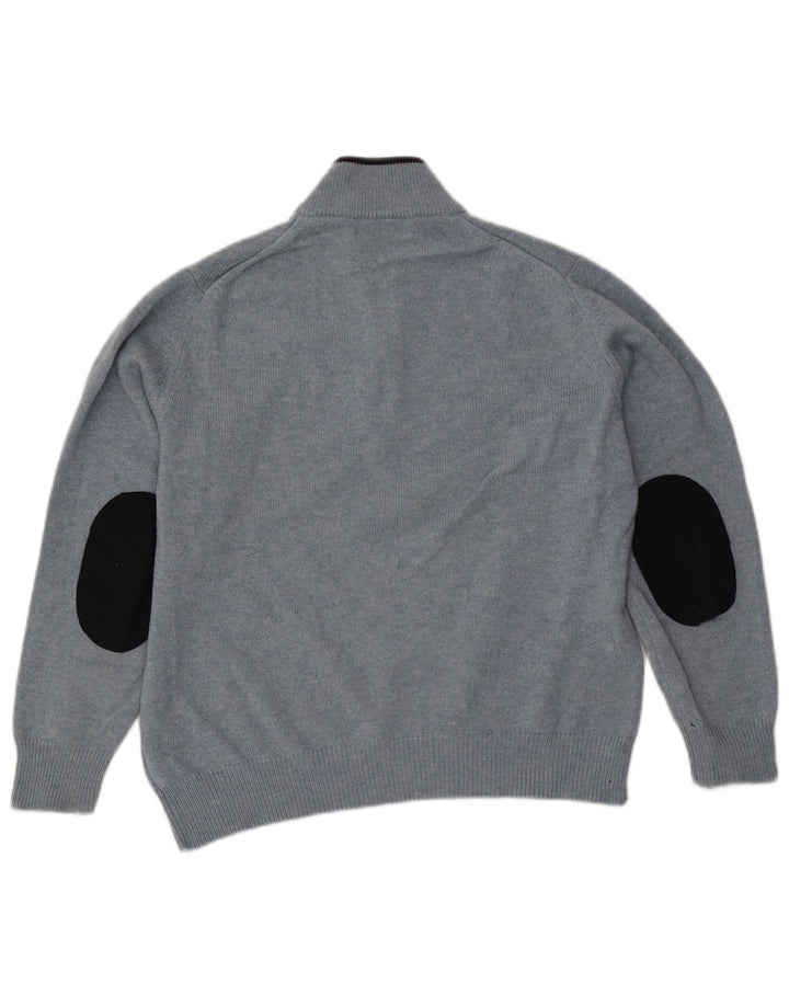 Fred Perry Herre Zip Neck Jumper Sweater Medium Blue Wool