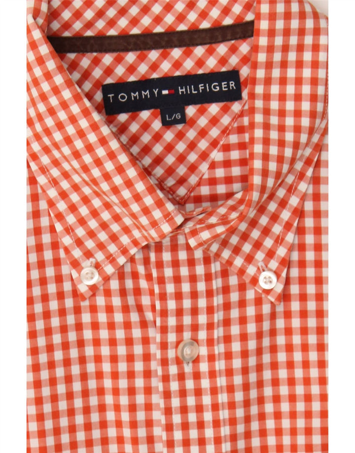TOMMY HILFIGER Mens Shirt Large Red Check Cotton Vintage Tommy Hilfiger and Second-Hand Tommy Hilfiger from Messina Hembry 