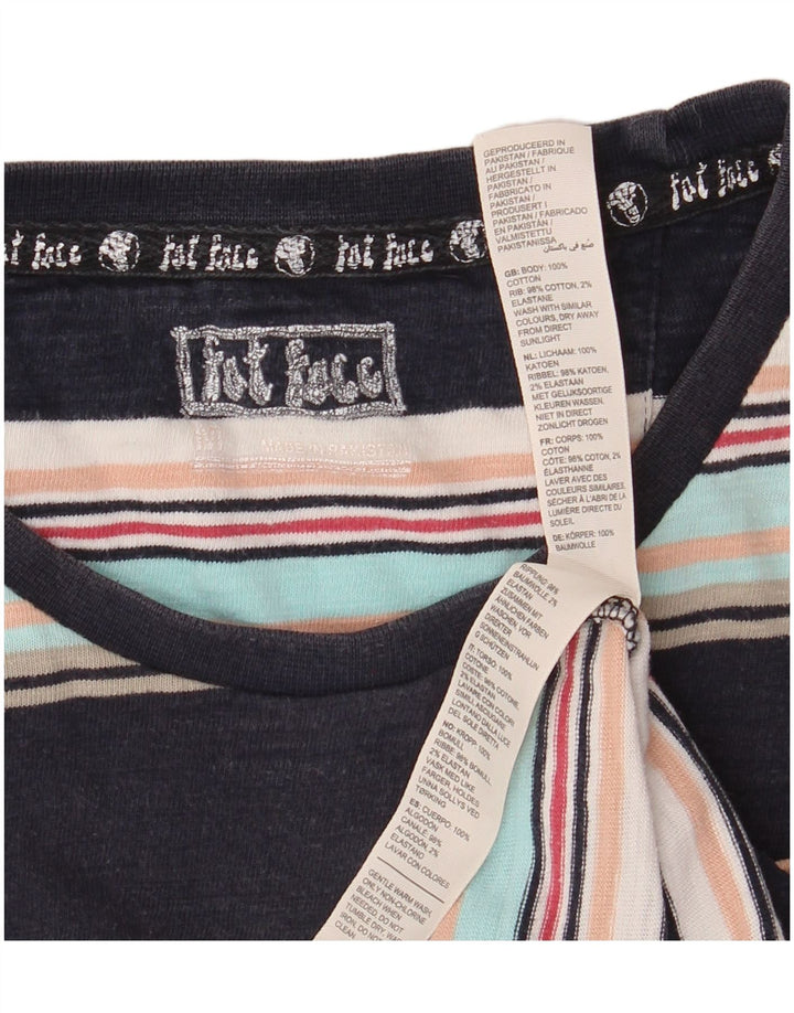 FAT FACE Herre T-Shirt Top Medium Sort Stribet Bomuld