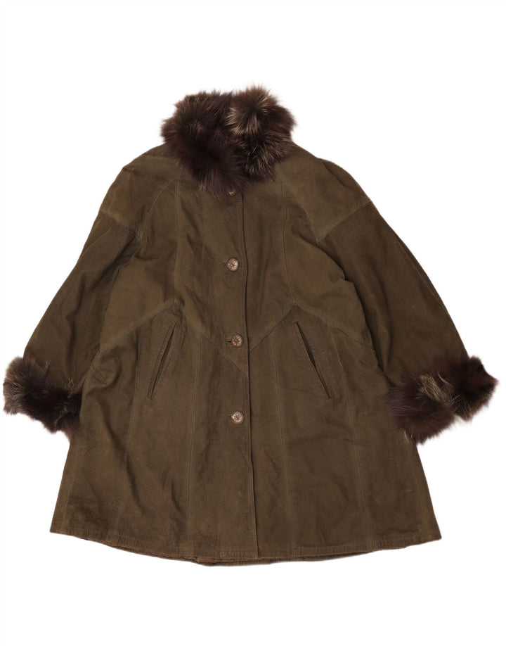 Talenti læderfrakke til kvinder UK 18 XL Khaki læder