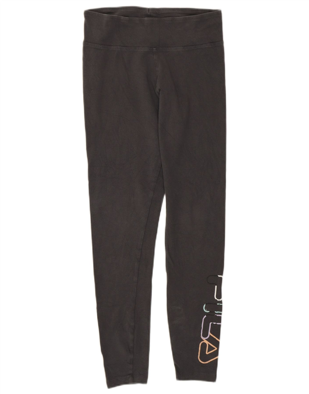 Fila Kvinders Grafiske Leggings UK 10 Små Grå Bomuld