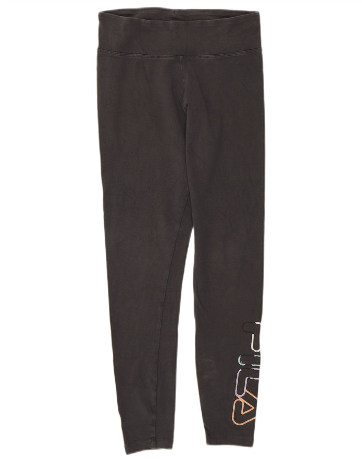 Fila Kvinders Grafiske Leggings UK 10 Små Grå Bomuld