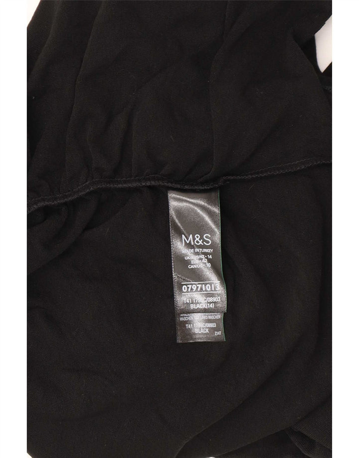 Marks & Spencer Dame Top Langærmet UK 14 Stor Sort Akryl
