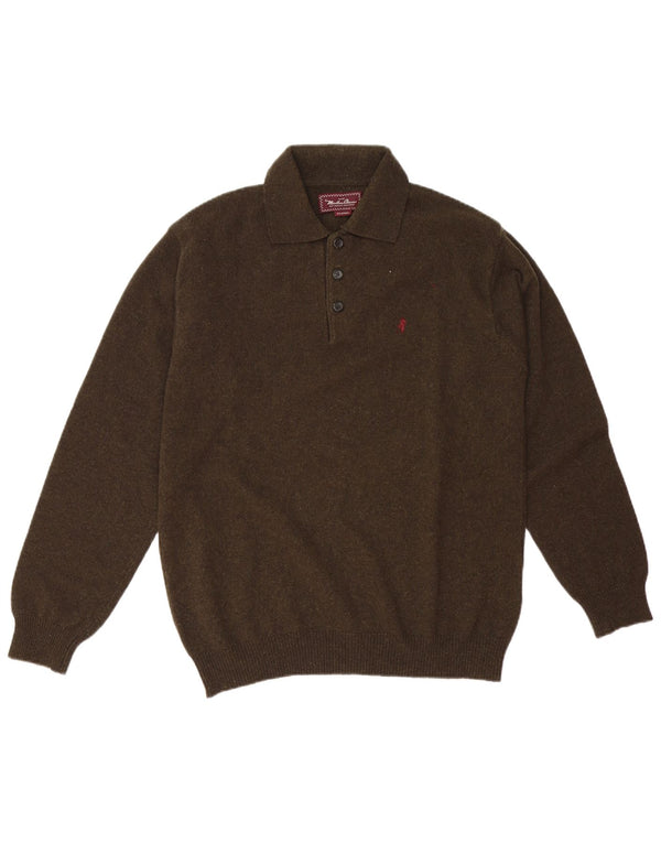 MARLBORO CLASSICS Herre Polo Neck Jumper Sweater XL Khaki Wool
