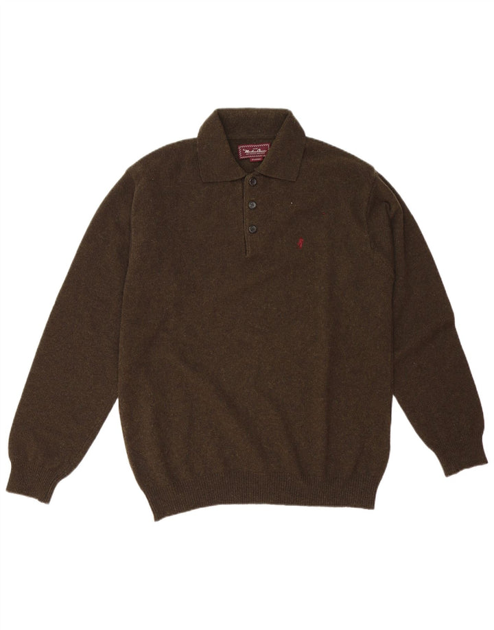 MARLBORO CLASSICS Herre Polo Neck Jumper Sweater XL Khaki Wool