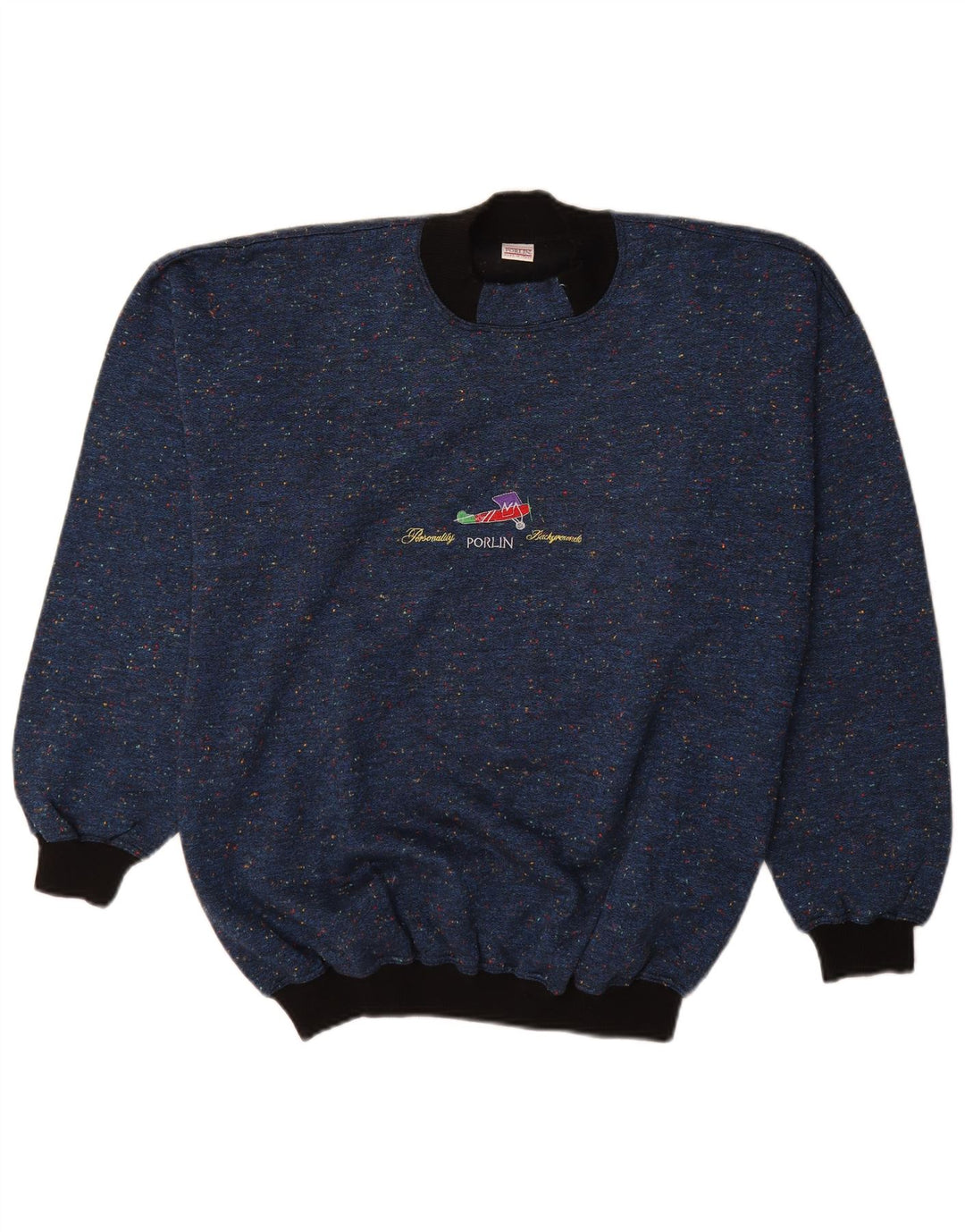 Vintage Herre Turtle Neck Jumper Sweater IT 48 Medium Navy Blue Flecked