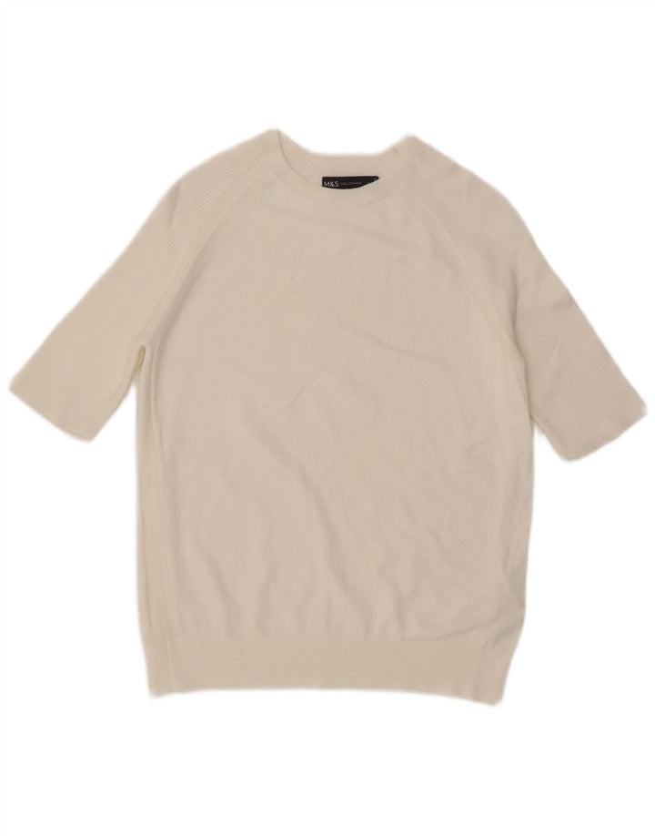 Marks & Spencer Dame Boat Neck Jumper Sweater UK 10 Small White