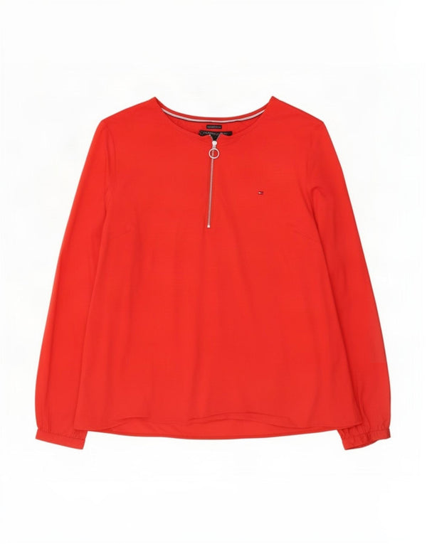 Tommy Hilfiger Dame Langærmet Relaxed Fit Bluse Top UK 16 Large Red