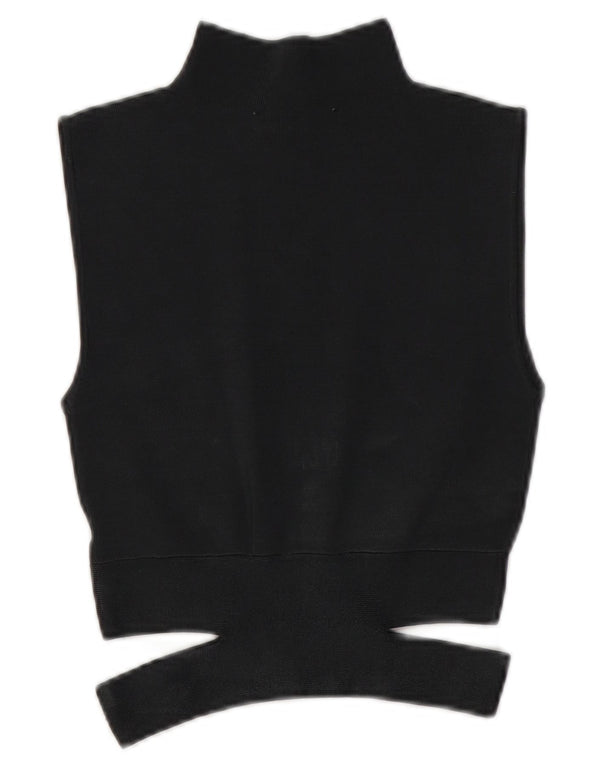 Zara Dame Ærmeløs Knit Crop Top UK 10 Small Grey