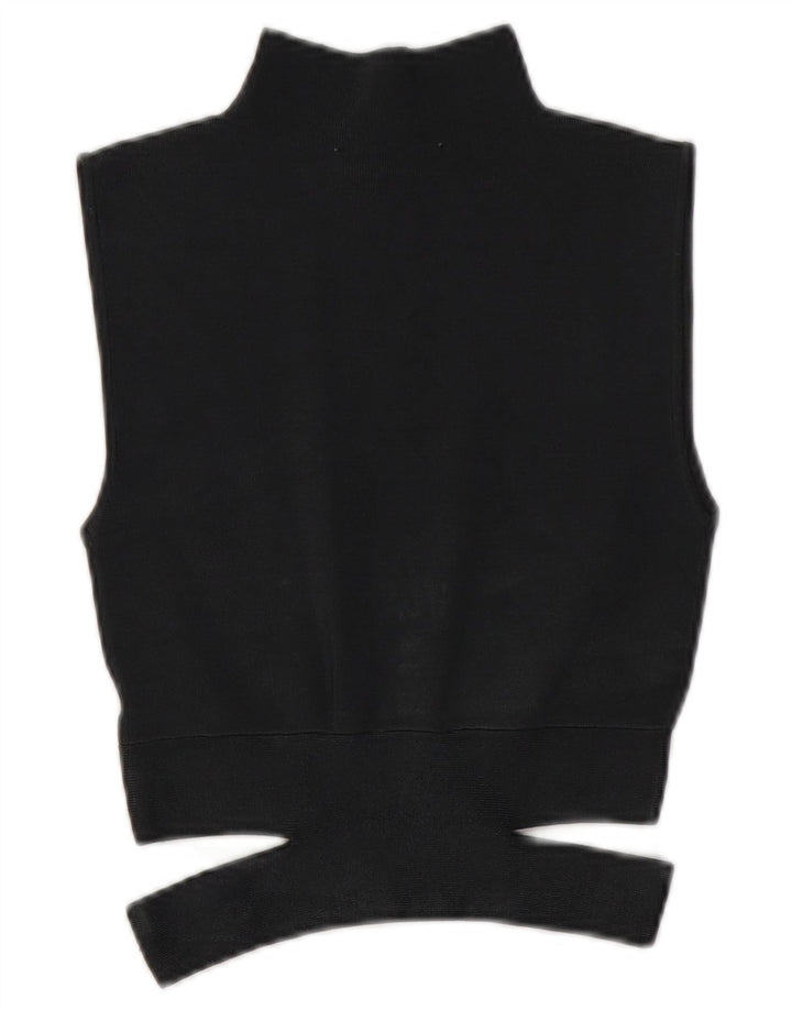 Zara Dame Ærmeløs Knit Crop Top UK 10 Small Grey