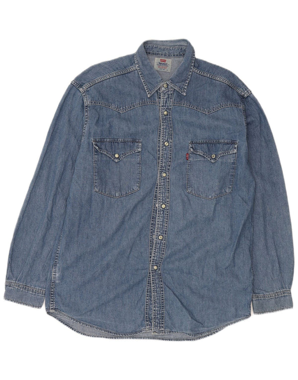 Levi's Denimskjorte til mænd Large Blue Cotton Western