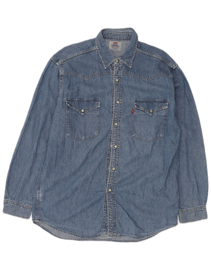 Levi's Denimskjorte til mænd Large Blue Cotton Western