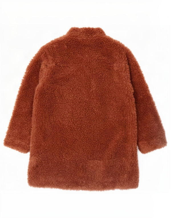 Zara Dame Oversized Faux Fur Overfrakke UK 18 XL Brun Polyester