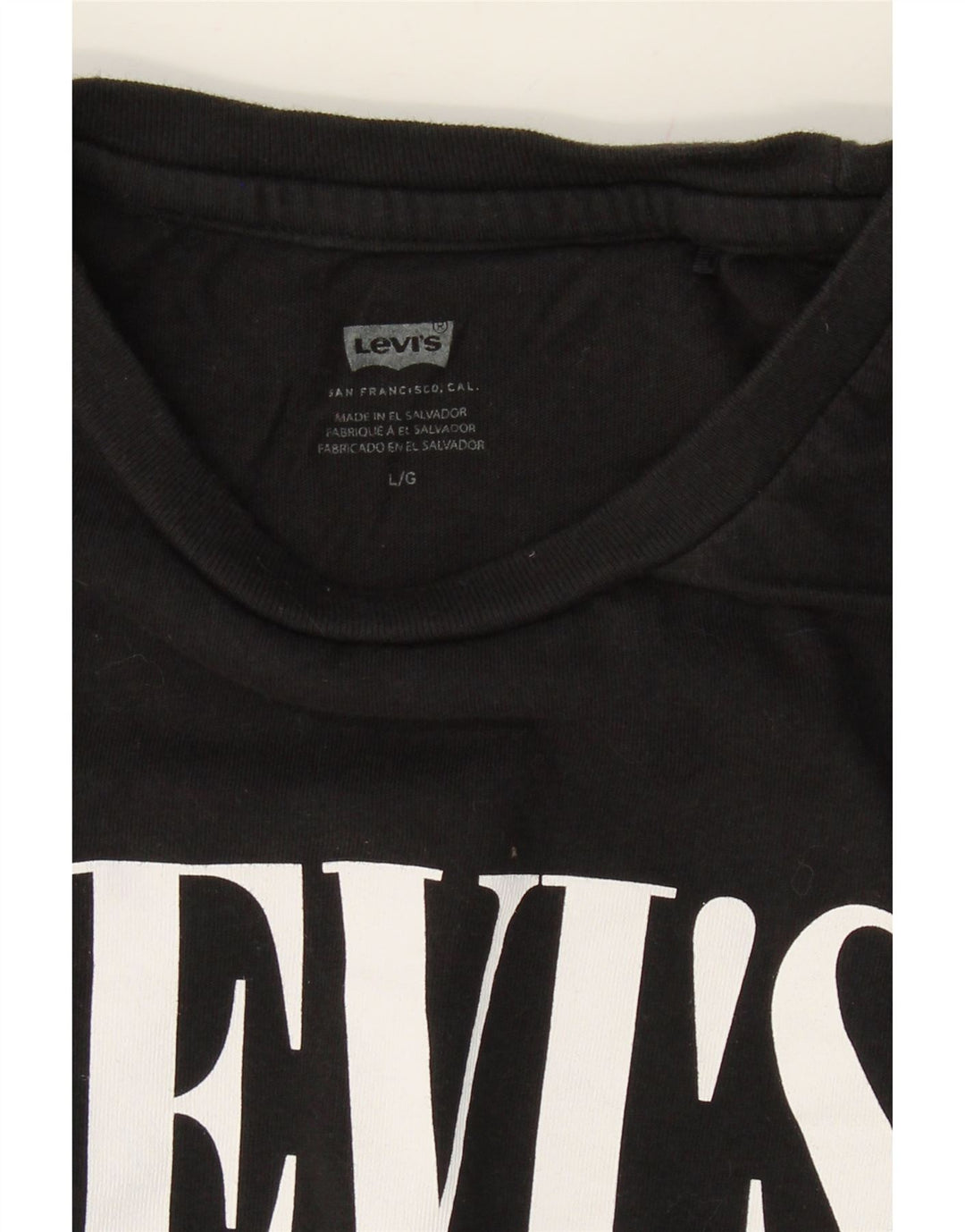 LEVI'S Womens Graphic T-Shirt Top UK 14 Large Black Cotton Vintage Levi's and Second-Hand Levi's from Messina Hembry 