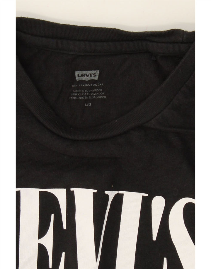 LEVI'S Womens Graphic T-Shirt Top UK 14 Large Black Cotton Vintage Levi's and Second-Hand Levi's from Messina Hembry 