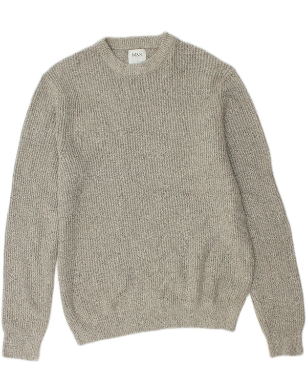 MARKS & SPENCER Herre sweater med rund hals, mellemgrå polyamid