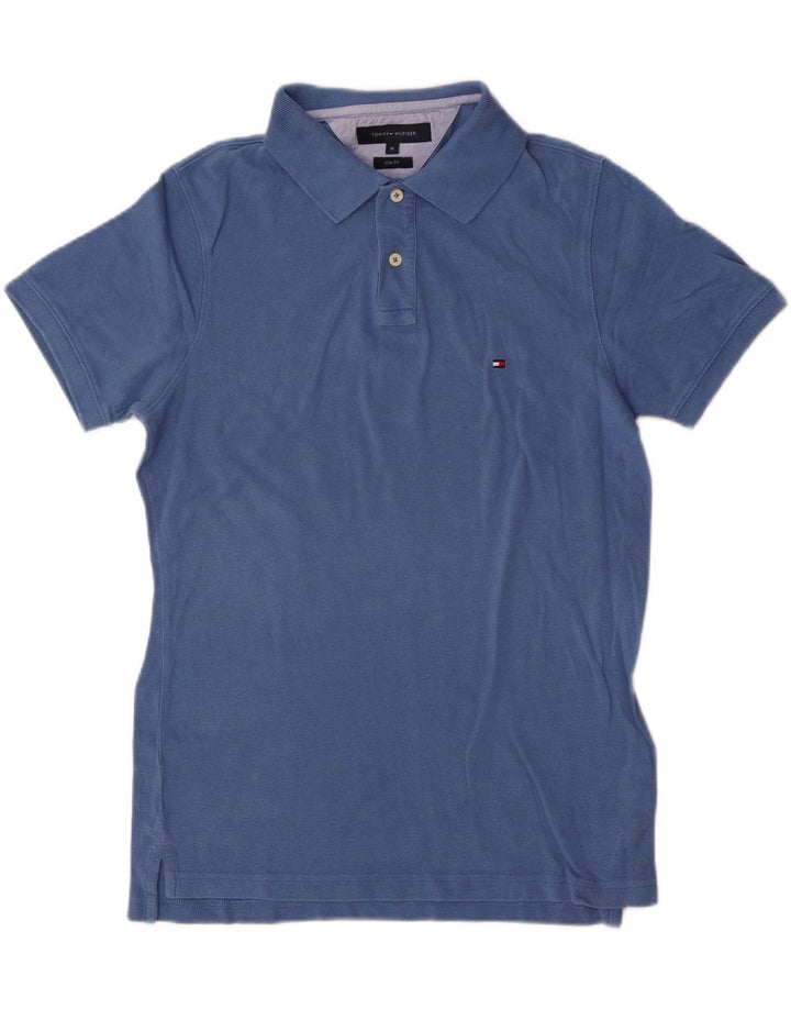 Tommy Hilfiger Herre Slim Fit Polo Shirt Medium Blue Bomuld