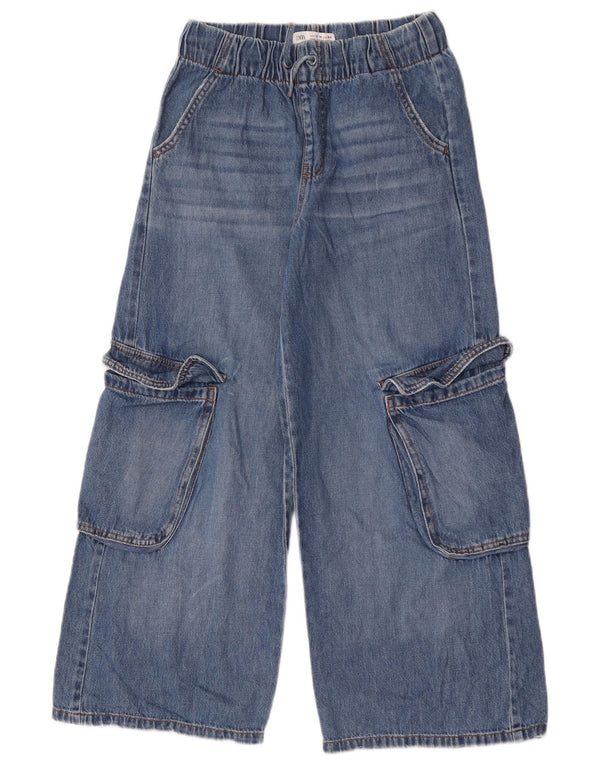 Zara Girls Cargo Wide Leg Jeans 13-14 År B26 L26 Blå