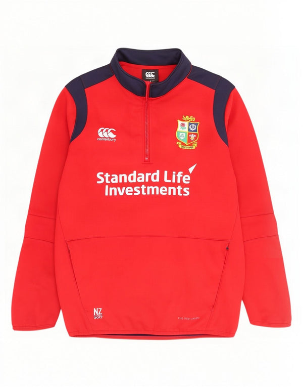Canterbury Mens Graphic Zip Neck Sweatshirt Jumper Small Red