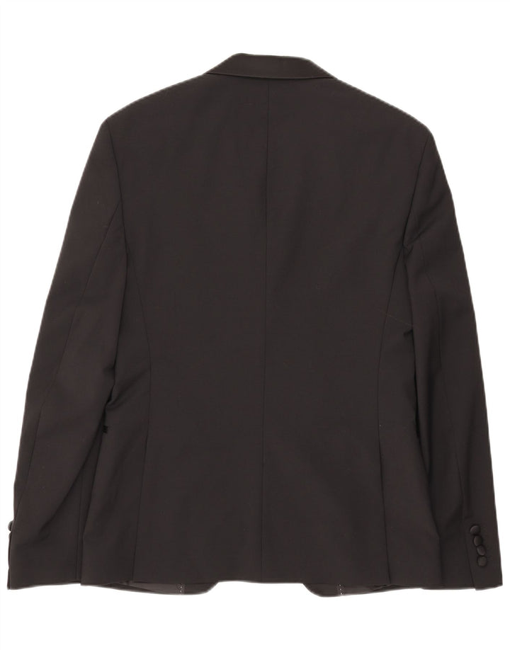 Zara Herre 1 Knap Blazer Jakke EU 48 Medium Sort Polyester