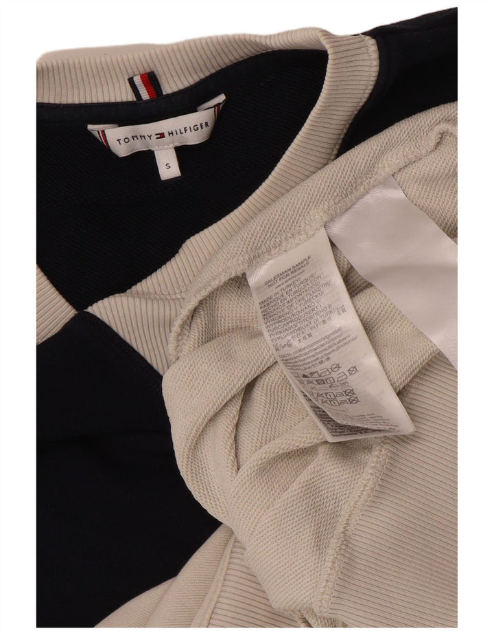 Tommy Hilfiger Dame Sweatshirt Jumper UK 10 Small White Colourblock