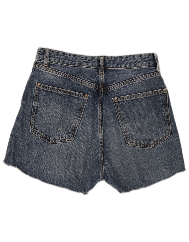 Zara Dame denim Shorts EU 38 Small W28 Marineblå Bomuld