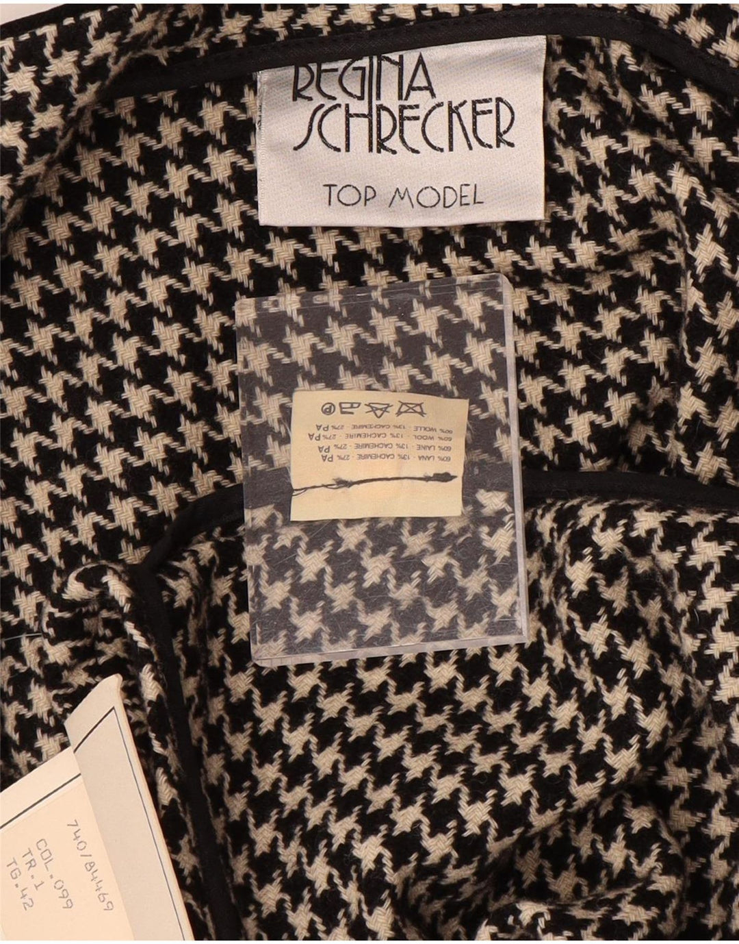 Regina Schrecker Poncho-frakke til kvinder IT 42 Medium Black Houndstooth Uld