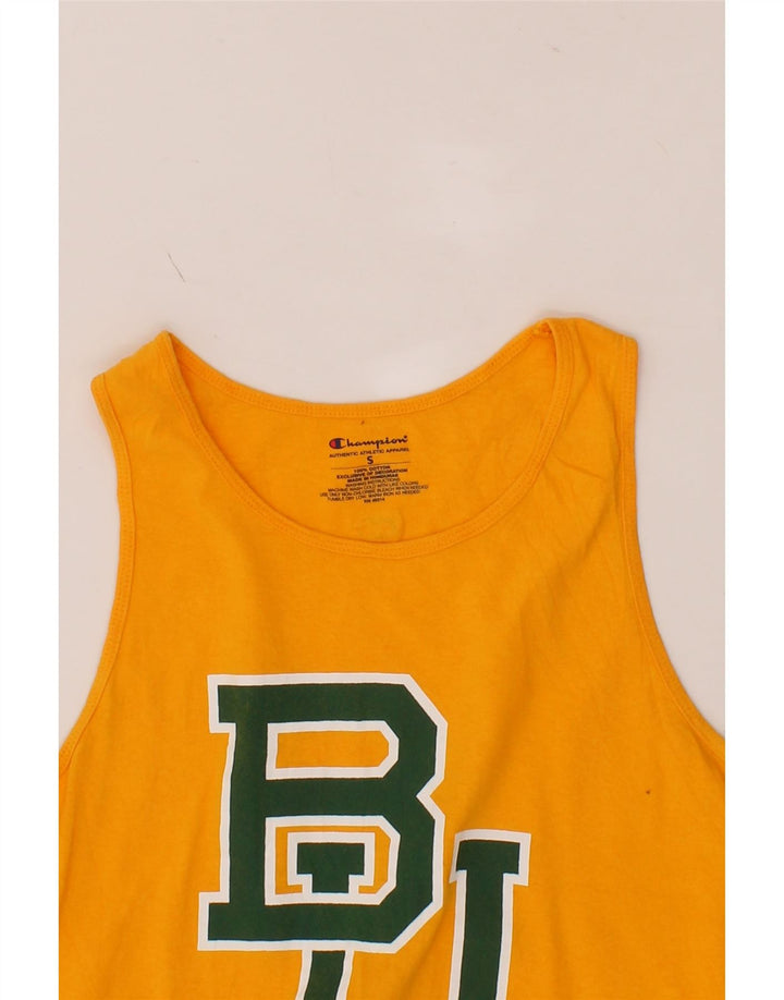 CHAMPION Mens Graphic Vest Top Small Yellow Cotton Vintage Champion and Second-Hand Champion from Messina Hembry 
